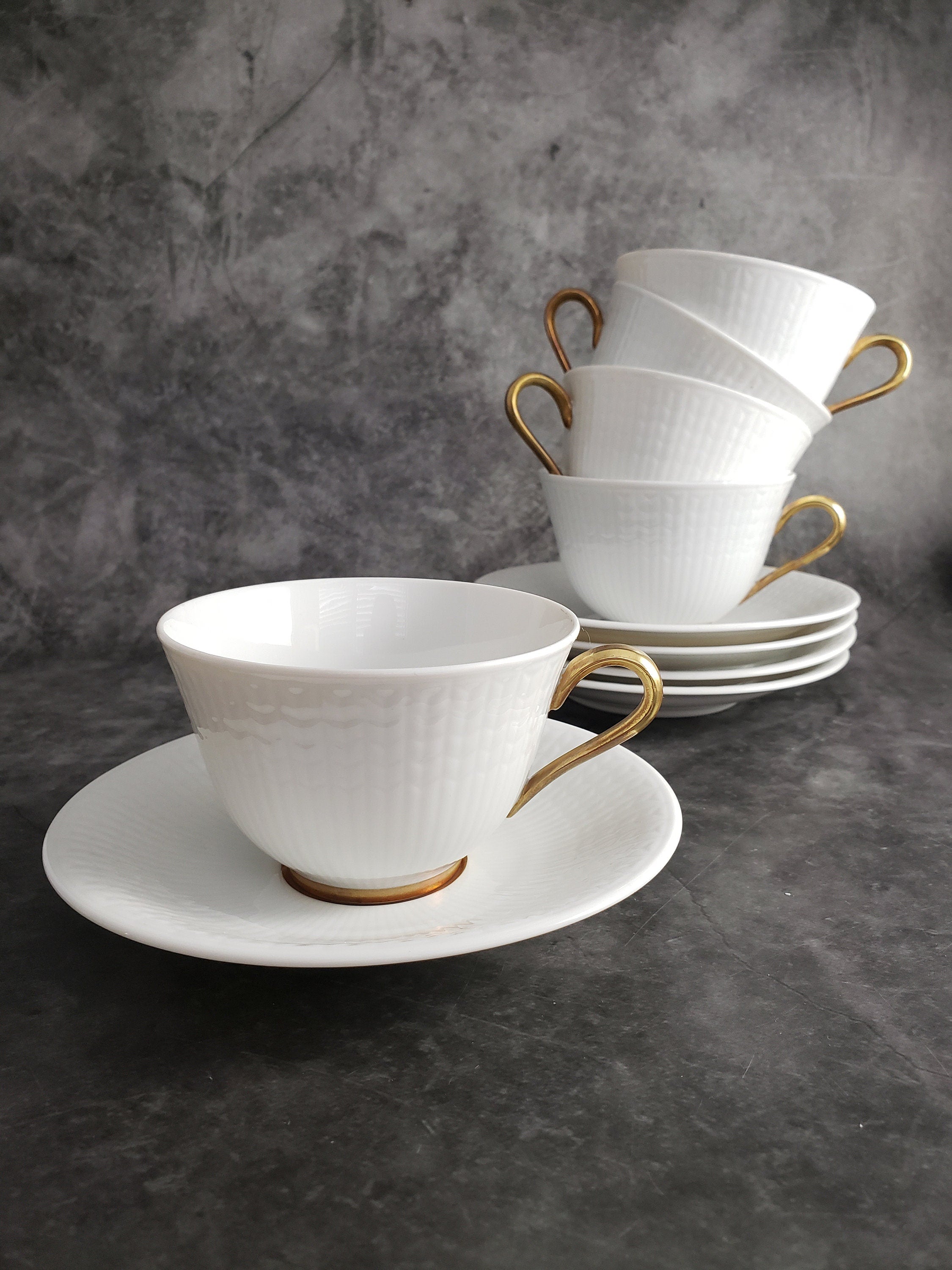 Rorstrand Sweden Vintage Set of 5 Cups with Saucers, in the 