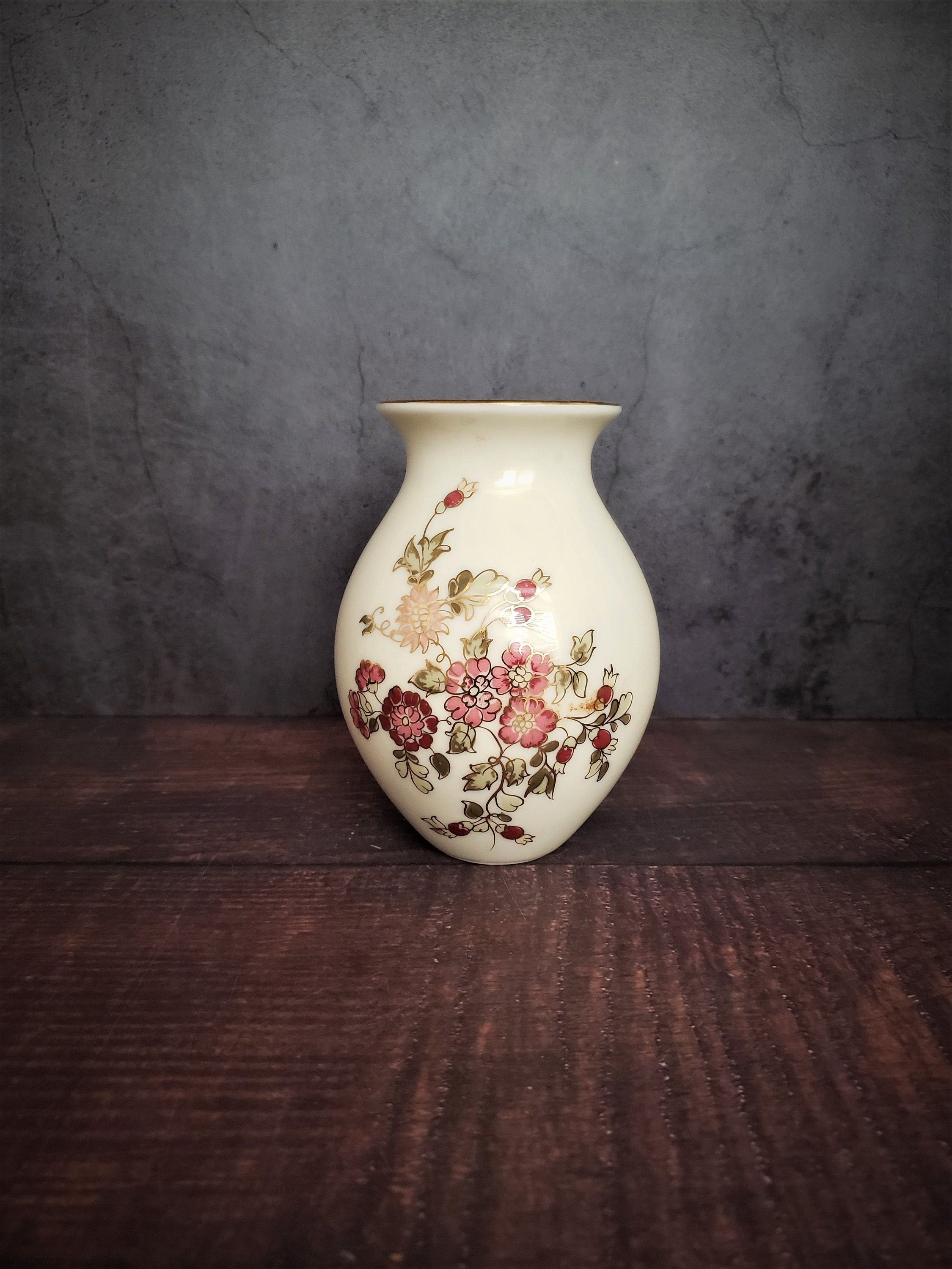 Vintage Zsolnay Hungary Vase With Hand Painted Flowers, Stamped